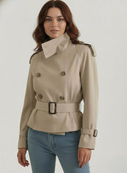 High-Neck Belted Trench Coat | Isabelle