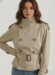 High-Neck Belted Trench Coat | Isabelle