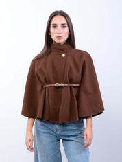 Adele | Wool Poncho Belted Cape Coat