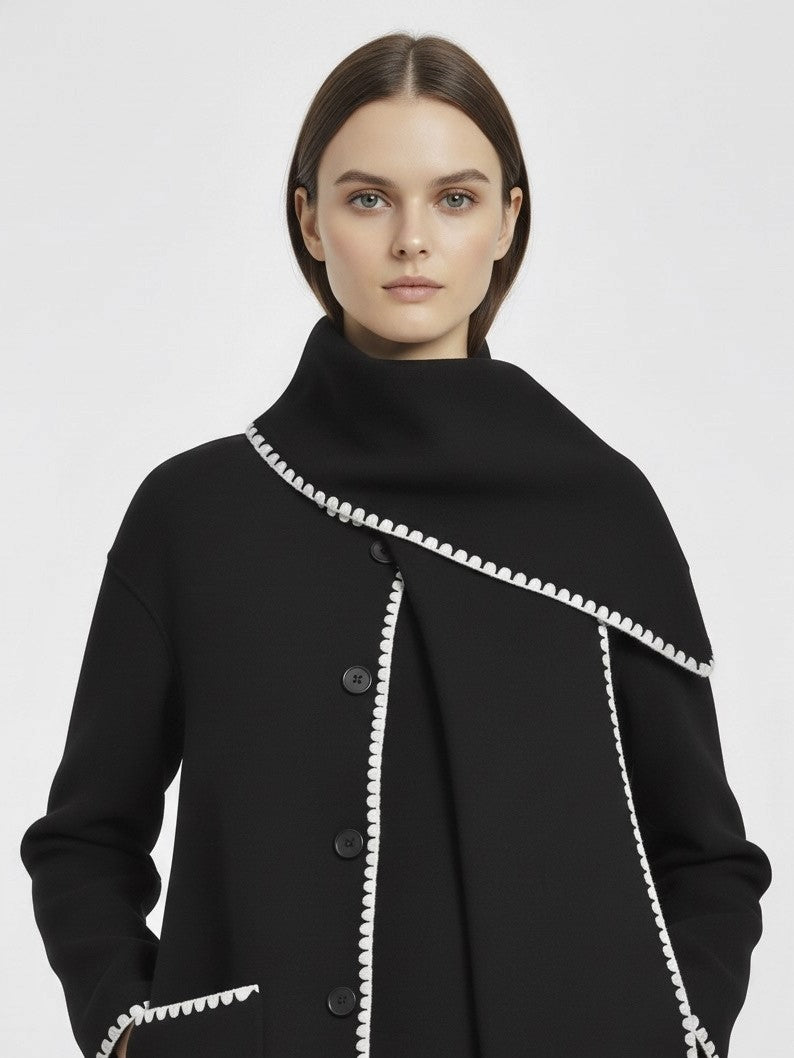 Nellie | Cape Coat with Contrast Trim