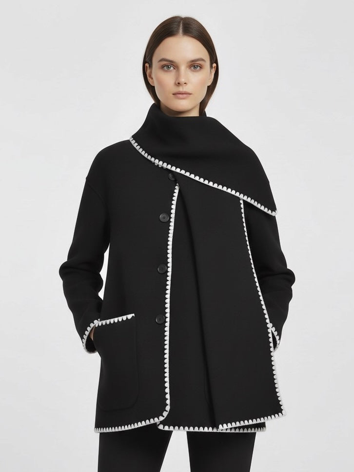 Nellie | Cape Coat with Contrast Trim