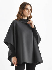 Alannah | Dark Brown Knit Poncho Cape