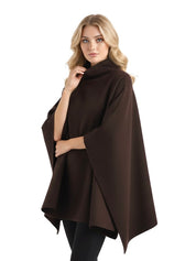 Alannah | Dark Brown Knit Poncho Cape