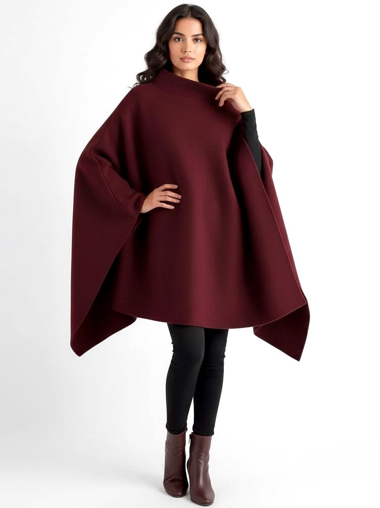 Alannah | Dark Brown Knit Poncho Cape