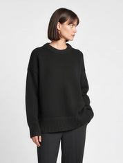 Hazel | Beige Wool-Blend Oversized Knit Sweater