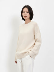 Hazel | Beige Wool-Blend Oversized Knit Sweater