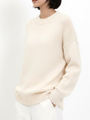 Hazel | Beige Wool-Blend Oversized Knit Sweater