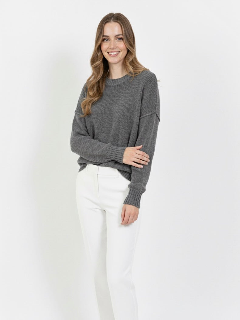 Hazel | Beige Wool-Blend Oversized Knit Sweater