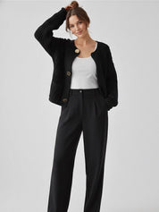 Rae | Cream Chunky Knit Cardigan with Gold Buttons