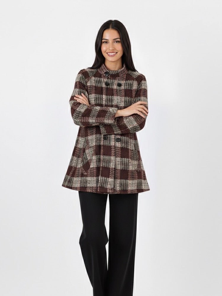 Rose | Checked Wool Double-Breasted Coat