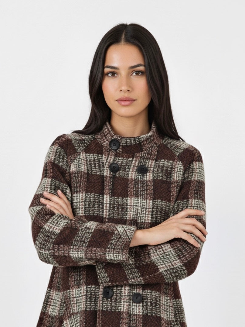 Rose | Checked Wool Double-Breasted Coat