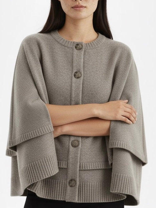 Blake | Wool-Blend Button-Up Cape Sweater