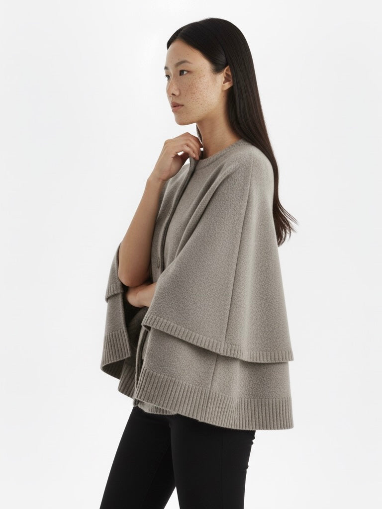 Blake | Wool-Blend Button-Up Cape Sweater