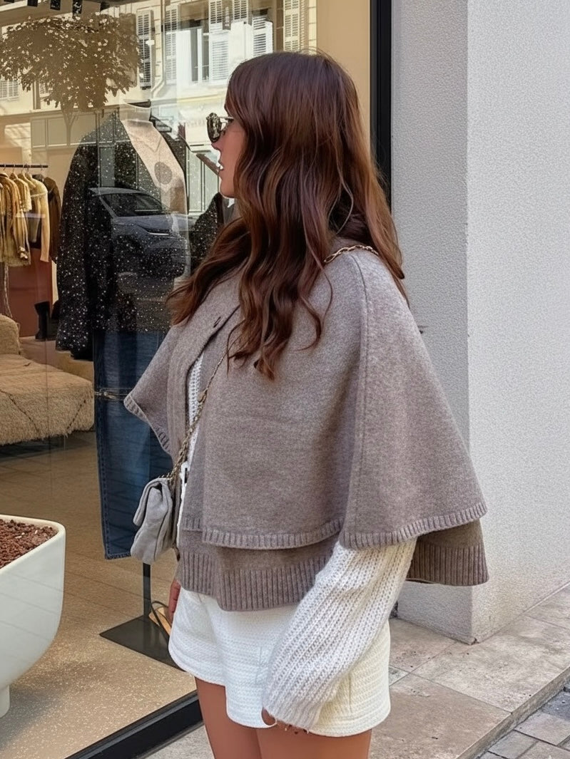 Blake | Wool-Blend Button-Up Cape Sweater