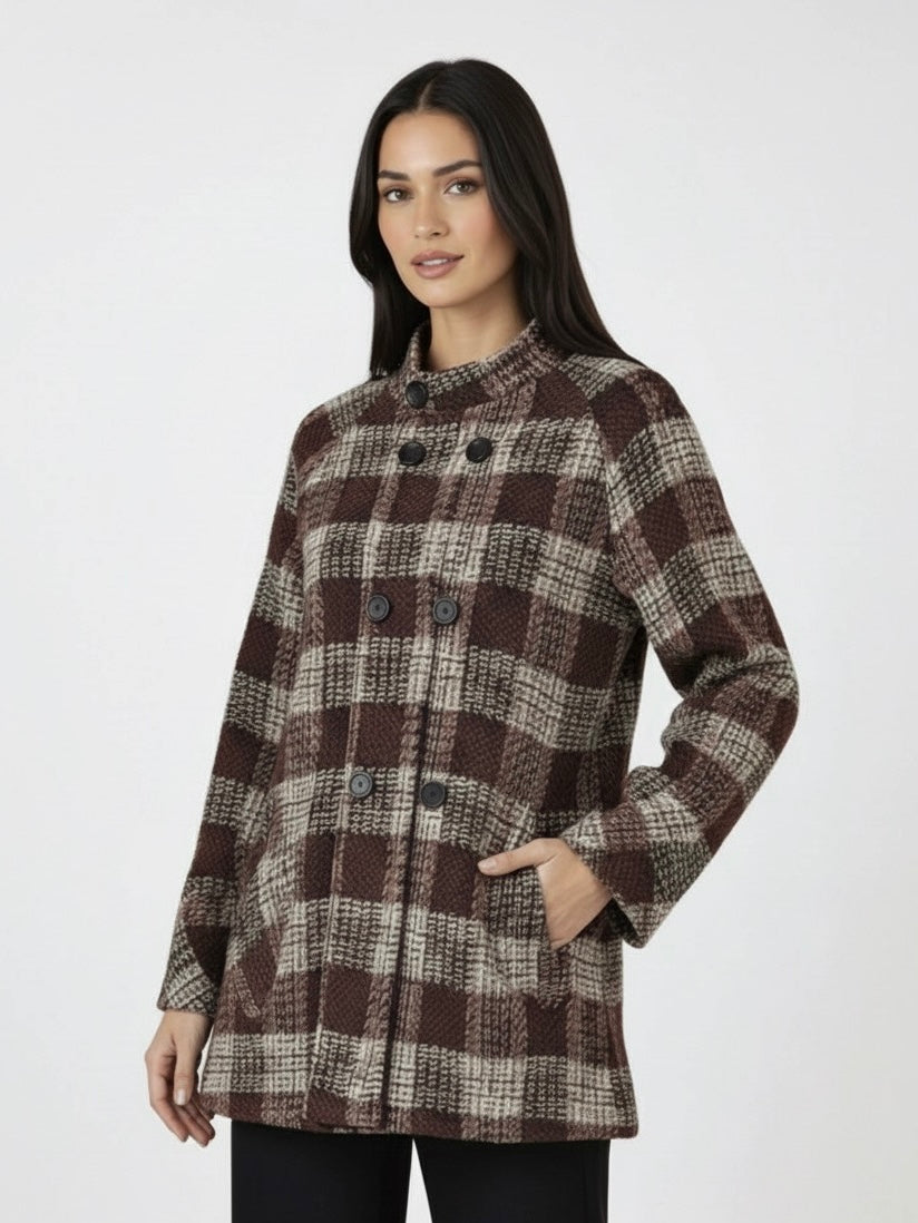 Rose | Checked Wool Double-Breasted Coat