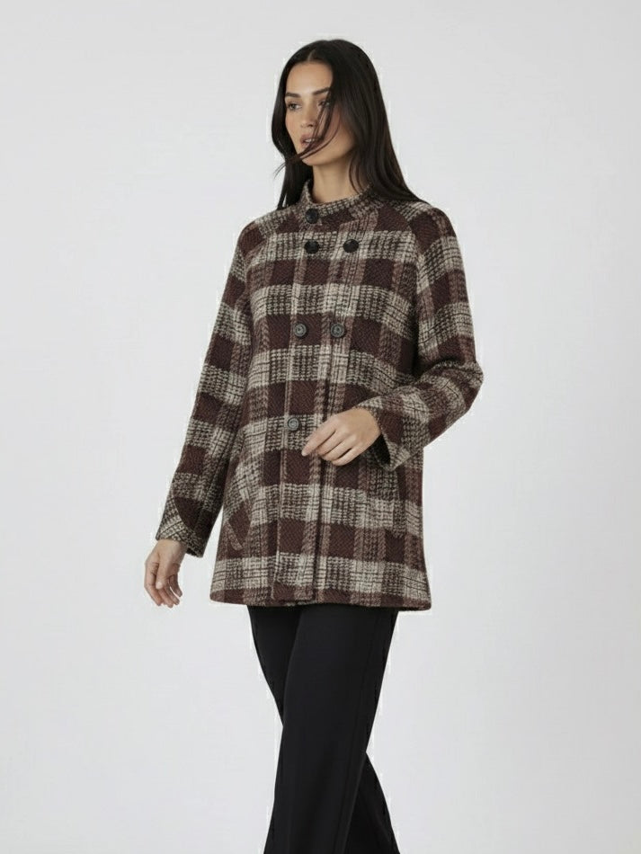 Rose | Checked Wool Double-Breasted Coat