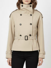 Emilia | High-Collar Belted Trench Jacket