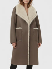 Sienna | Long Faux Fur Lapel Coat