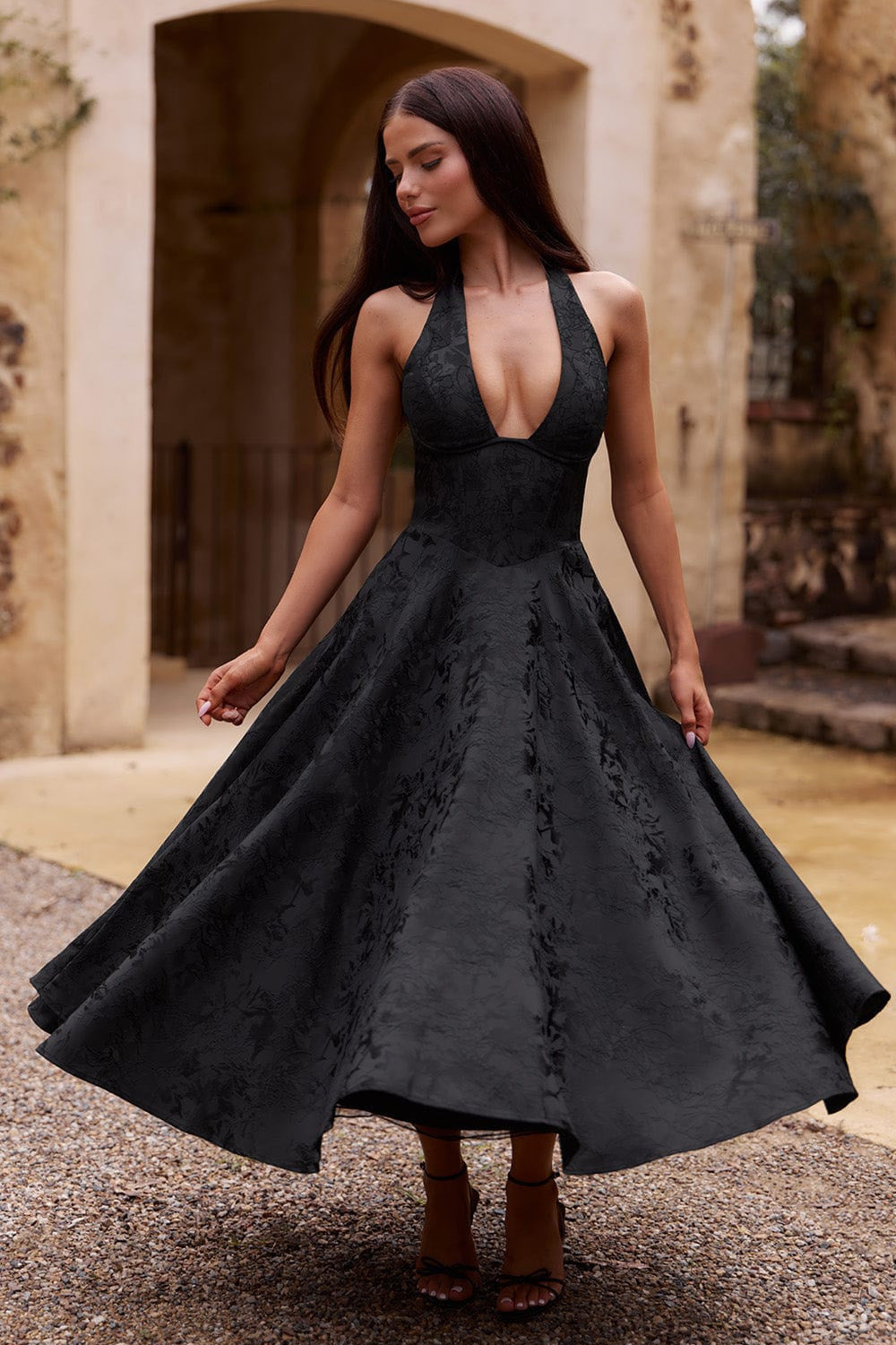 Esmeralda | Halter Sleeveless Midi Dress (Buy 1, Get 1 Free)