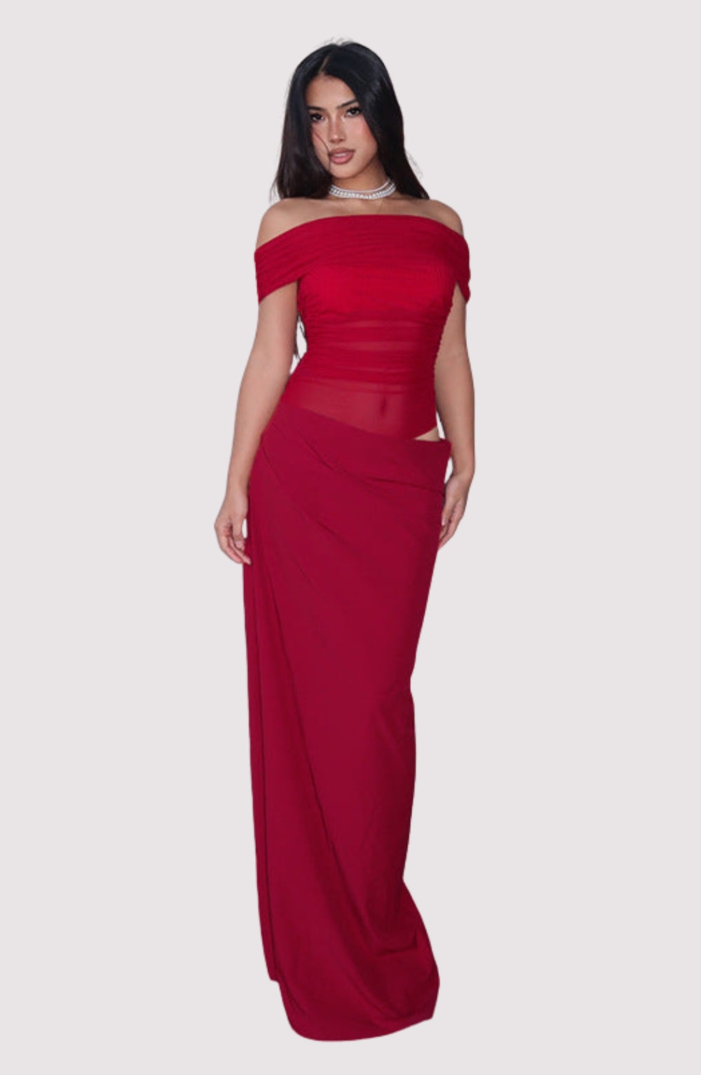 Maisy | Off-Shoulder Mesh Maxi Dress