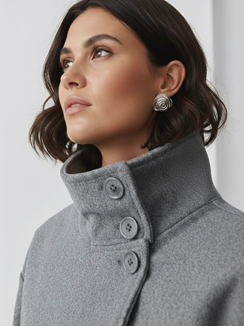 Martha | High-Neck Buttoned Jacket – HORUS