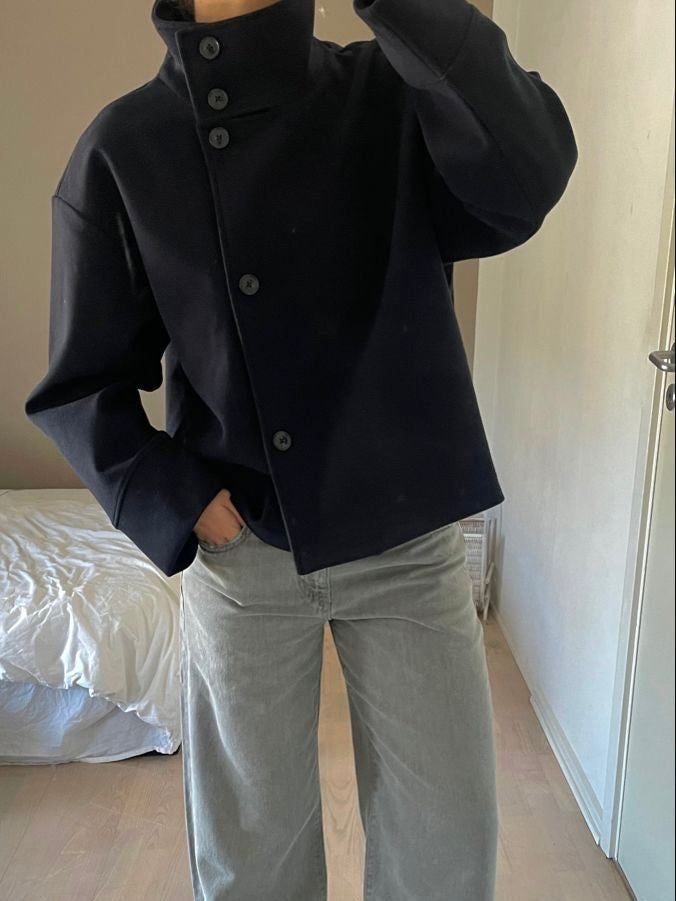 ジャケット・アウター high neck button design coat high-neck jacket / スタンドネックジャケット（その他アウター
