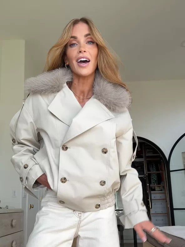 Cameron | Veste courte à col en fausse fourrure