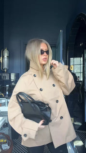 Emilia | High-Collar Belted Trench Jacket