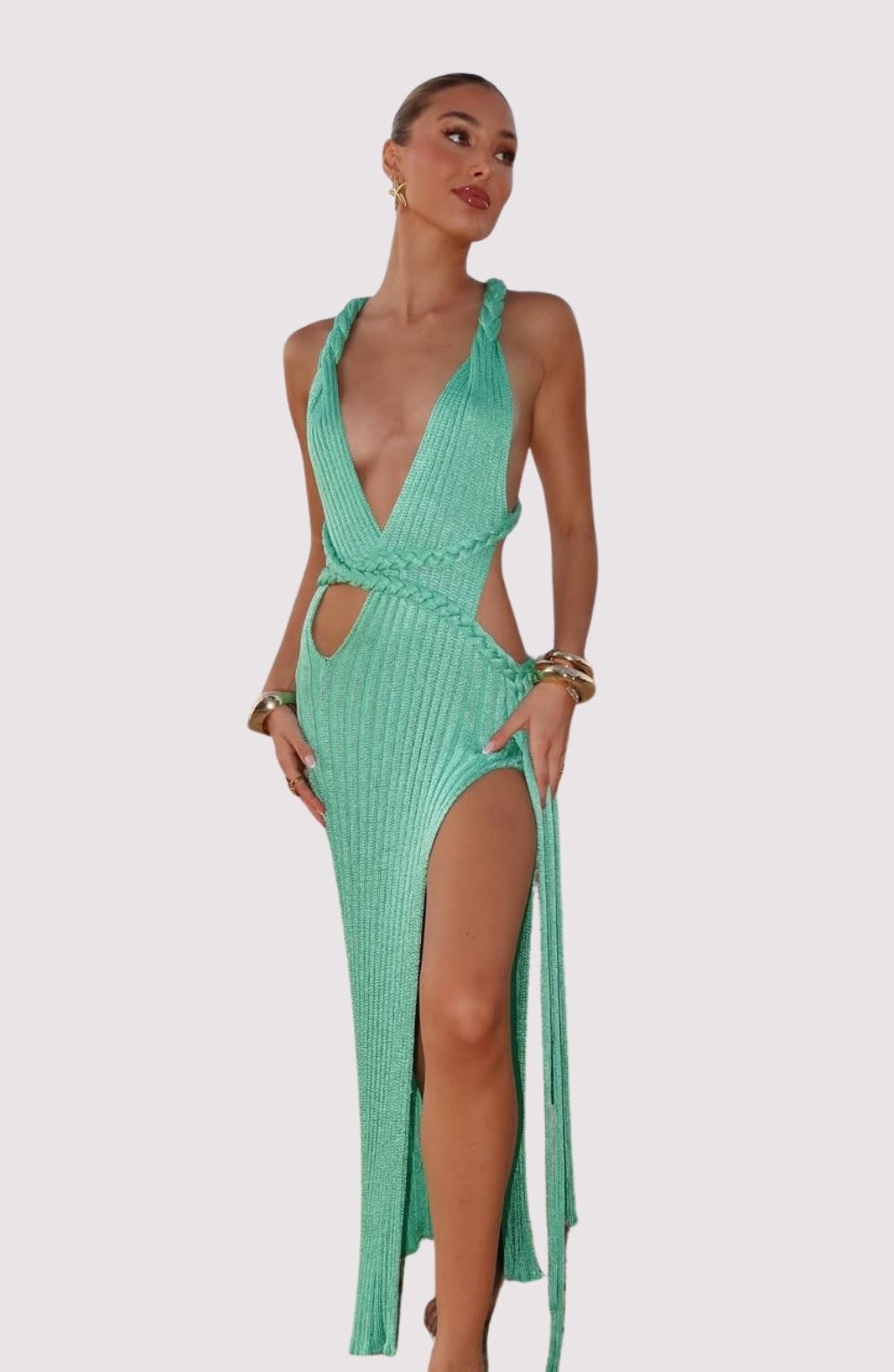 Chandria | Braided Maxi Dress with Split