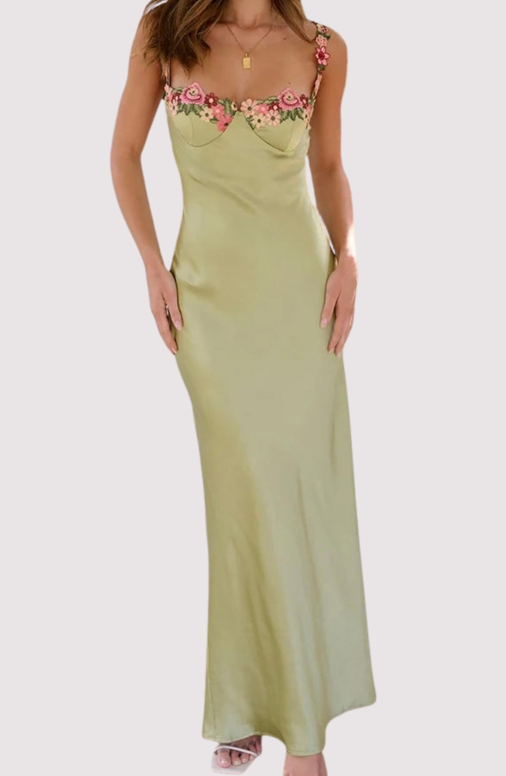Lia | Floral Satin Maxi Dress