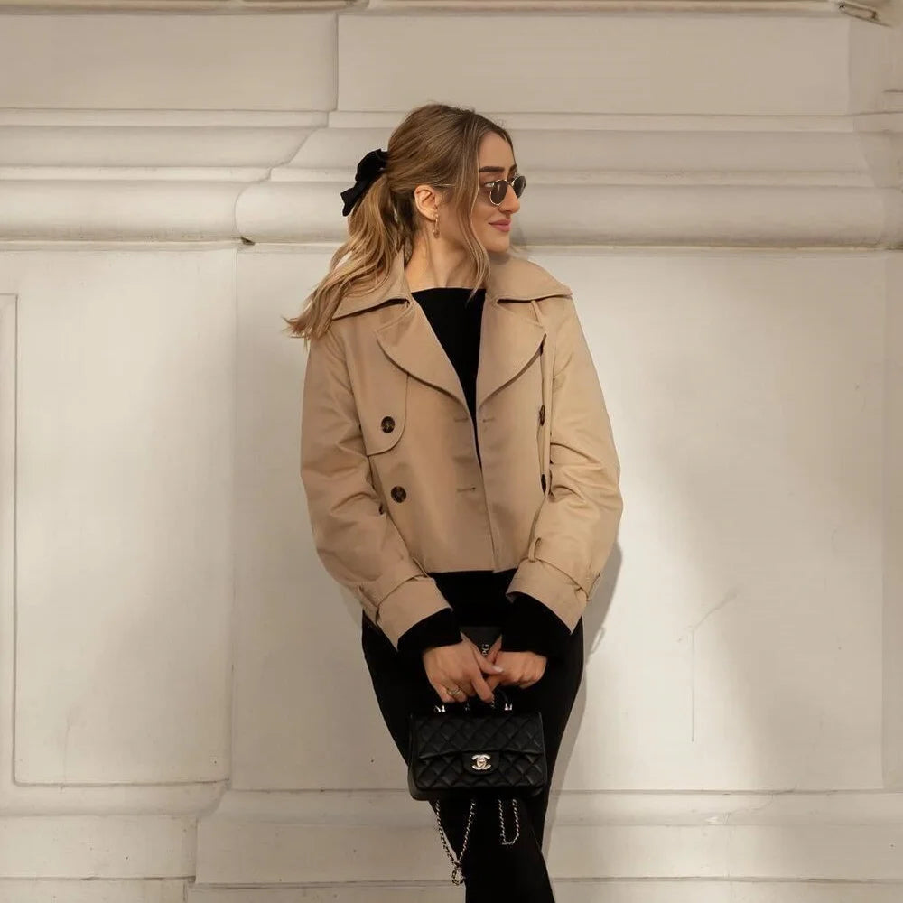 Cropped Double-Breasted Trench Jacket | Amelia