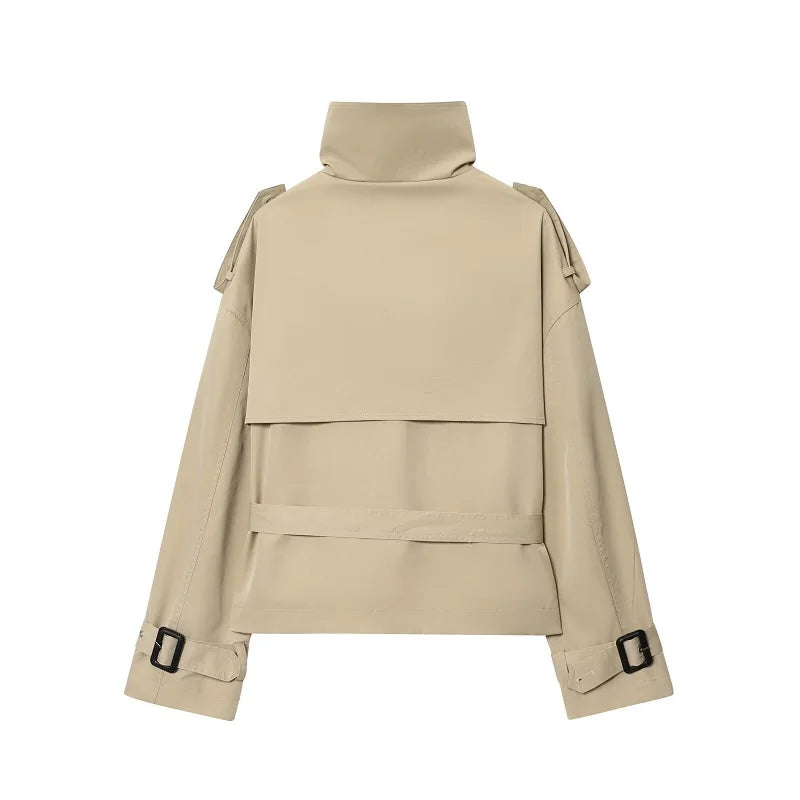 Emilia | High-Collar Belted Trench Jacket