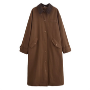 Sansa | Manteau long marron à boutons