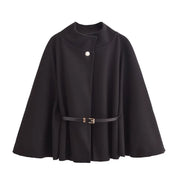 Adele | Wool Poncho Belted Cape Coat