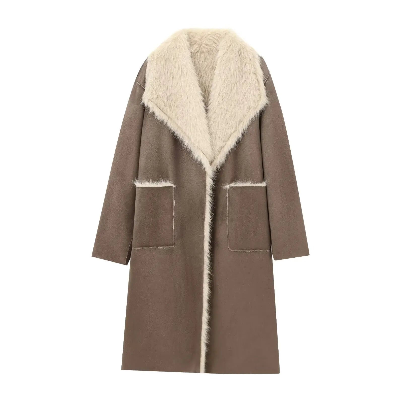Sienna | Long Faux Fur Lapel Coat