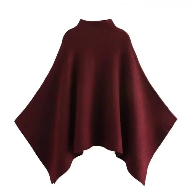 Alannah | Dark Brown Knit Poncho Cape