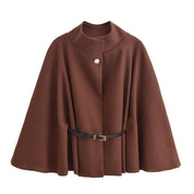 Adele | Wool Poncho Belted Cape Coat