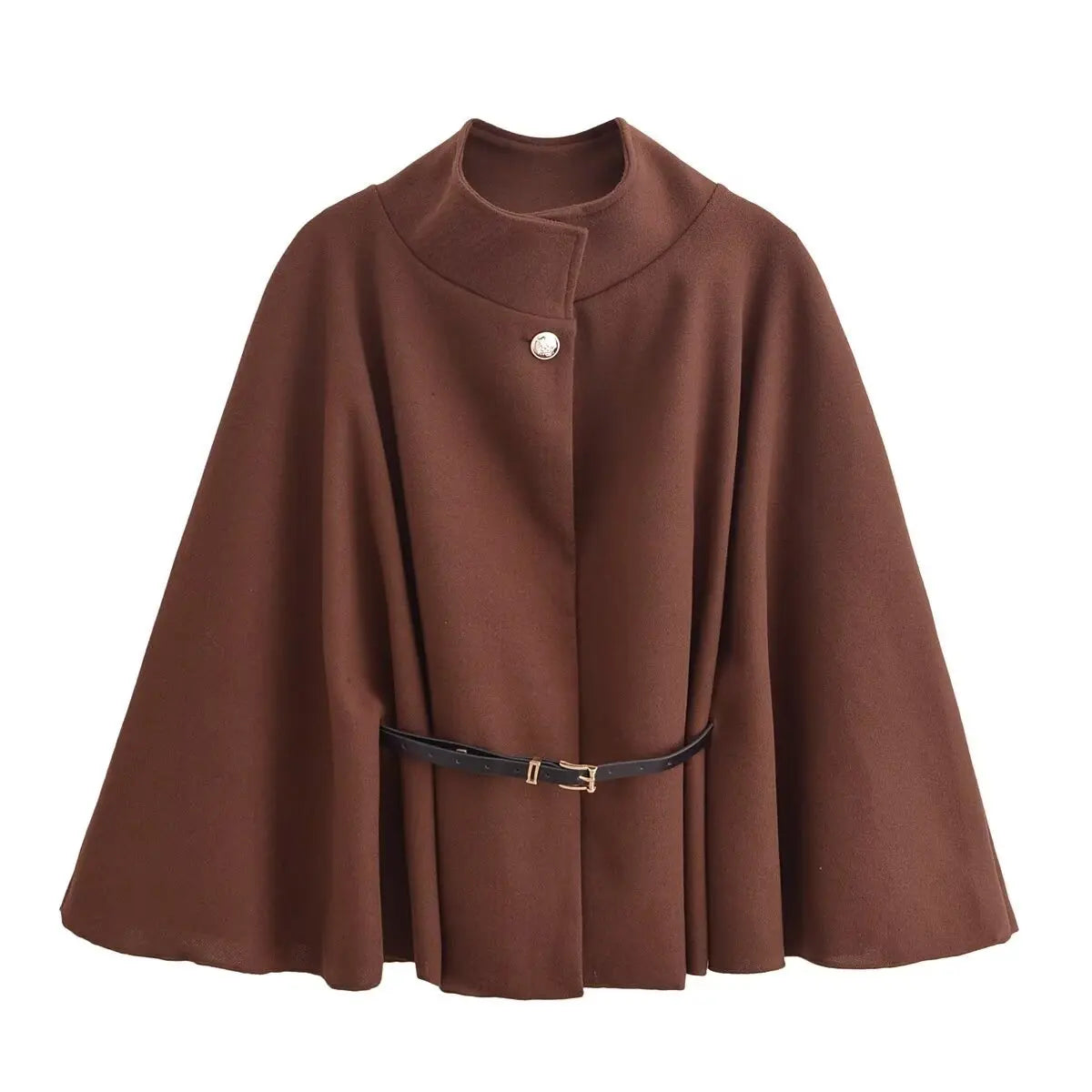 Adele | Wool Poncho Belted Cape Coat