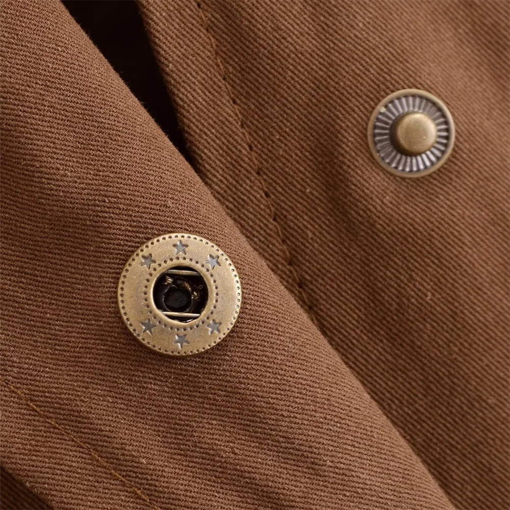 Sansa | Manteau long marron à boutons