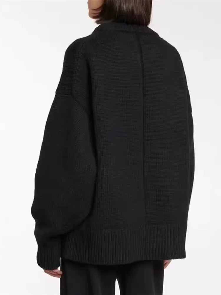 Hazel | Beige Wool-Blend Oversized Knit Sweater