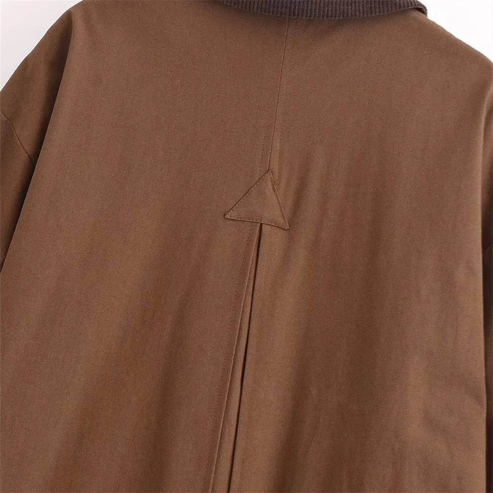 Sansa | Manteau long marron à boutons