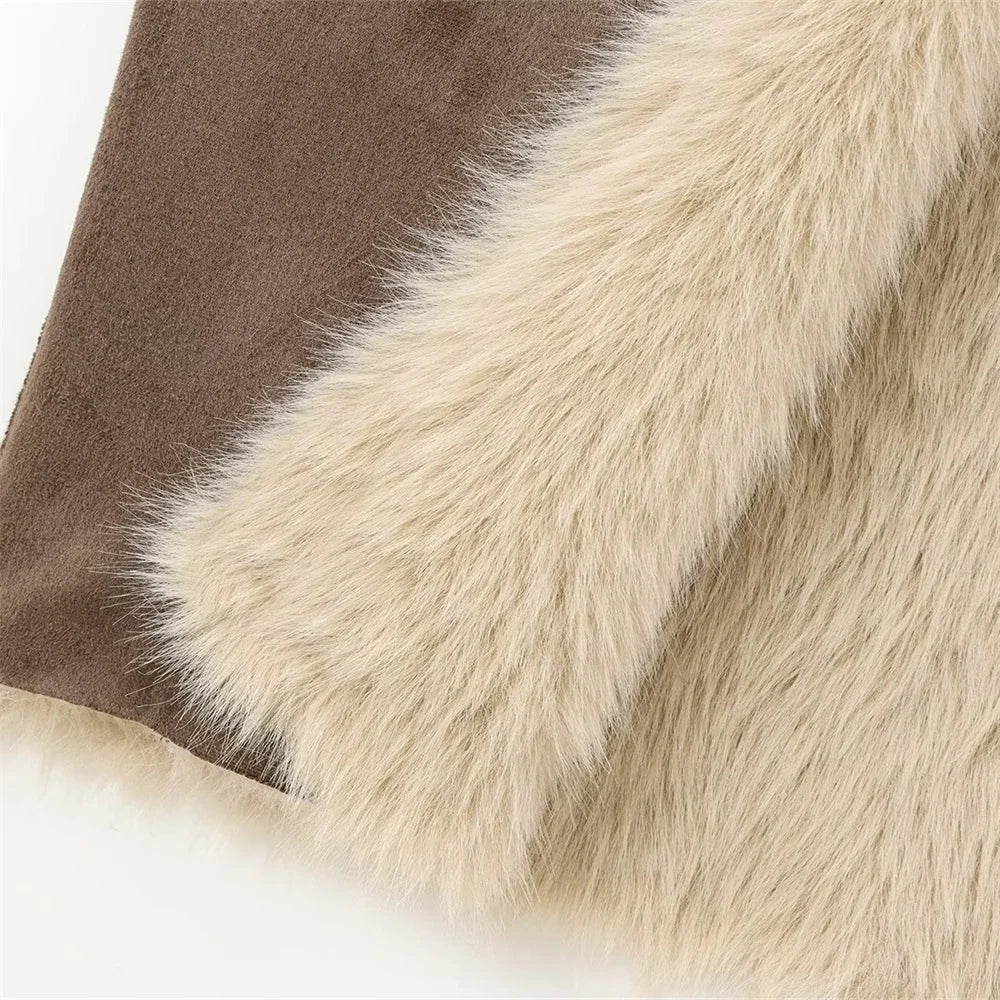 Sienna | Long Faux Fur Lapel Coat