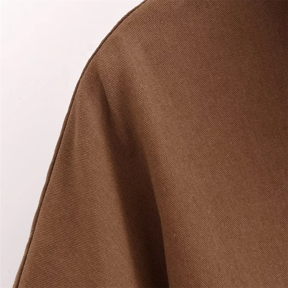 Sansa | Manteau long marron à boutons