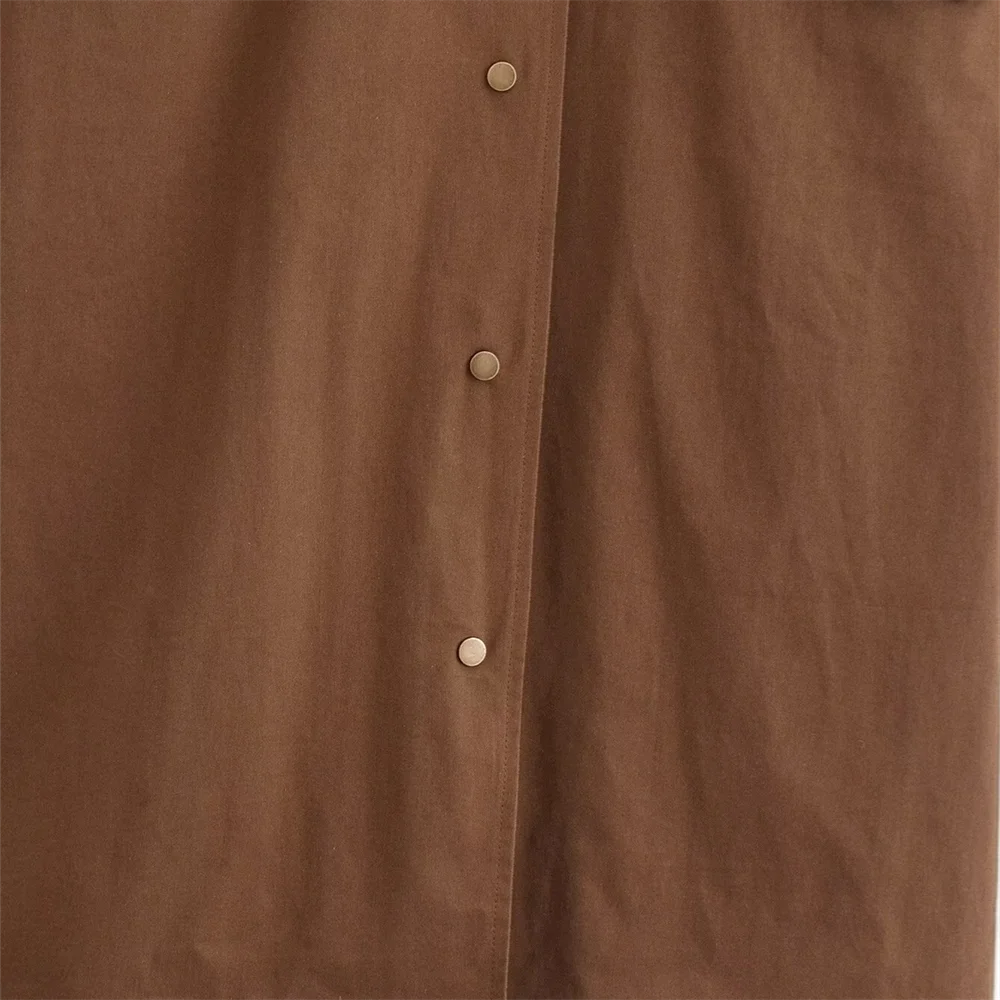 Sansa | Manteau long marron à boutons