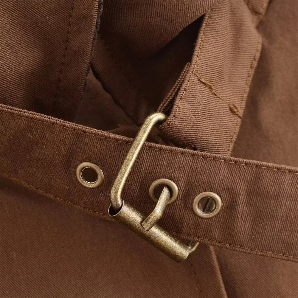 Sansa | Manteau long marron à boutons