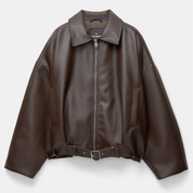 Mary | Women's Black Faux Leather Oversized Shirt Jacket