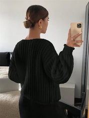 Rae | Cream Chunky Knit Cardigan with Gold Buttons