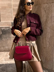 Lilly | Burgundy Cropped Jacket with Gold Buttons