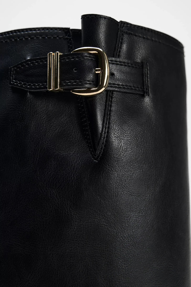 Days | Knee-High Faux Leather Buckle Boot