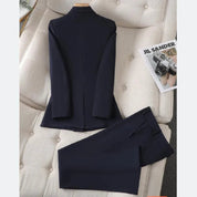 Ensemble blazer et pantalon de couleur unie pour femme